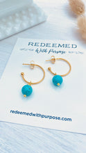 Load image into Gallery viewer, Turquoise Drop Hoop