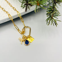 Load image into Gallery viewer, Blue Carabiner Charm Necklace