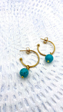 Load image into Gallery viewer, Turquoise Drop Hoop