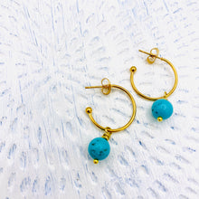 Load image into Gallery viewer, Turquoise Drop Hoop