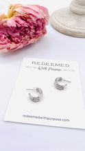 Load image into Gallery viewer, Rhodium Plated Triple Hoop