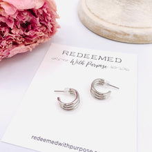 Load image into Gallery viewer, Rhodium Plated Triple Hoop