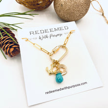 Load image into Gallery viewer, Turquoise Carabiner Charm Necklace