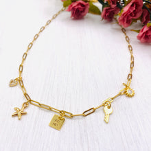 Load image into Gallery viewer, 18K Paperclip Charm Necklace