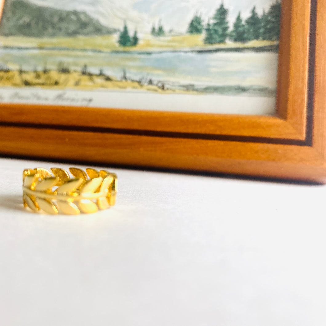 Gold Plated Leaf Ring
