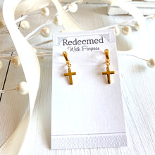 Load image into Gallery viewer, 18K Cross Hoops