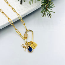 Load image into Gallery viewer, Blue Carabiner Charm Necklace