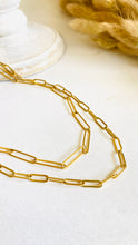 Load image into Gallery viewer, 18K Paperclip Stainless Steel Paperclip Necklace