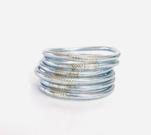 Load image into Gallery viewer, Silver Leaf Filled Thai Bangles Set of 6