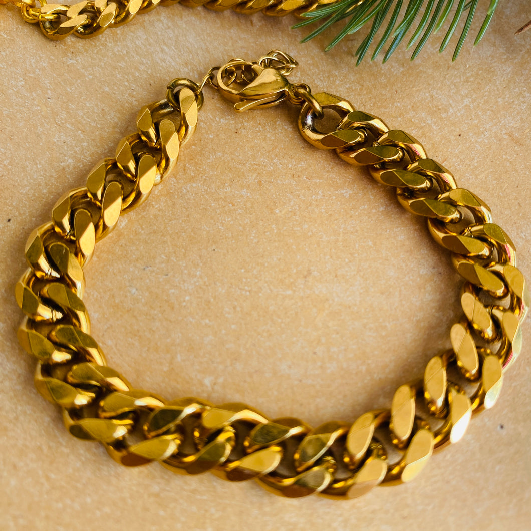 18K Gold Plated Cuban Stainless Steel Bracelet