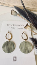 Load image into Gallery viewer, Weaved Together - Olive Leather Earrings
