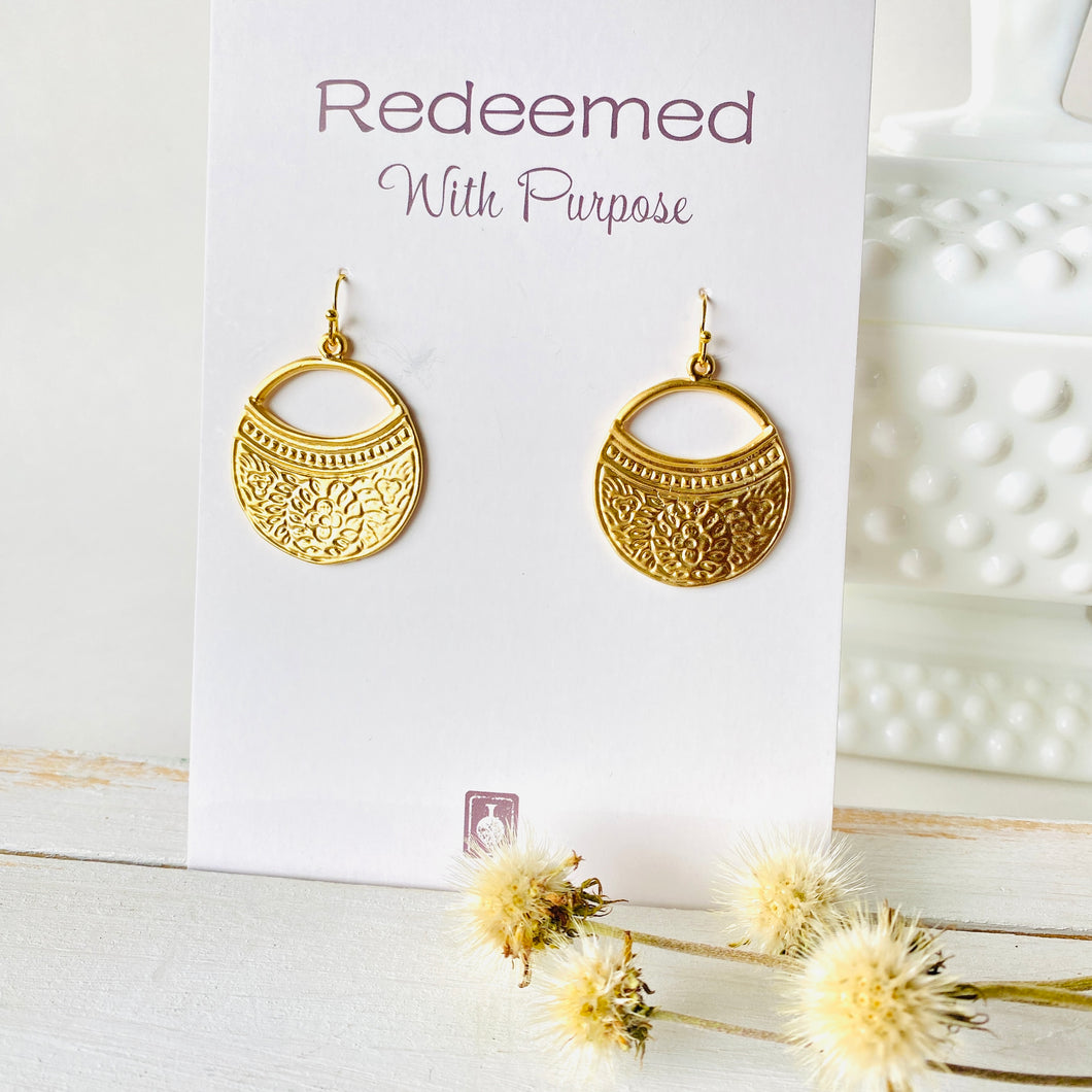 Floral Electroplated Earrings Gold