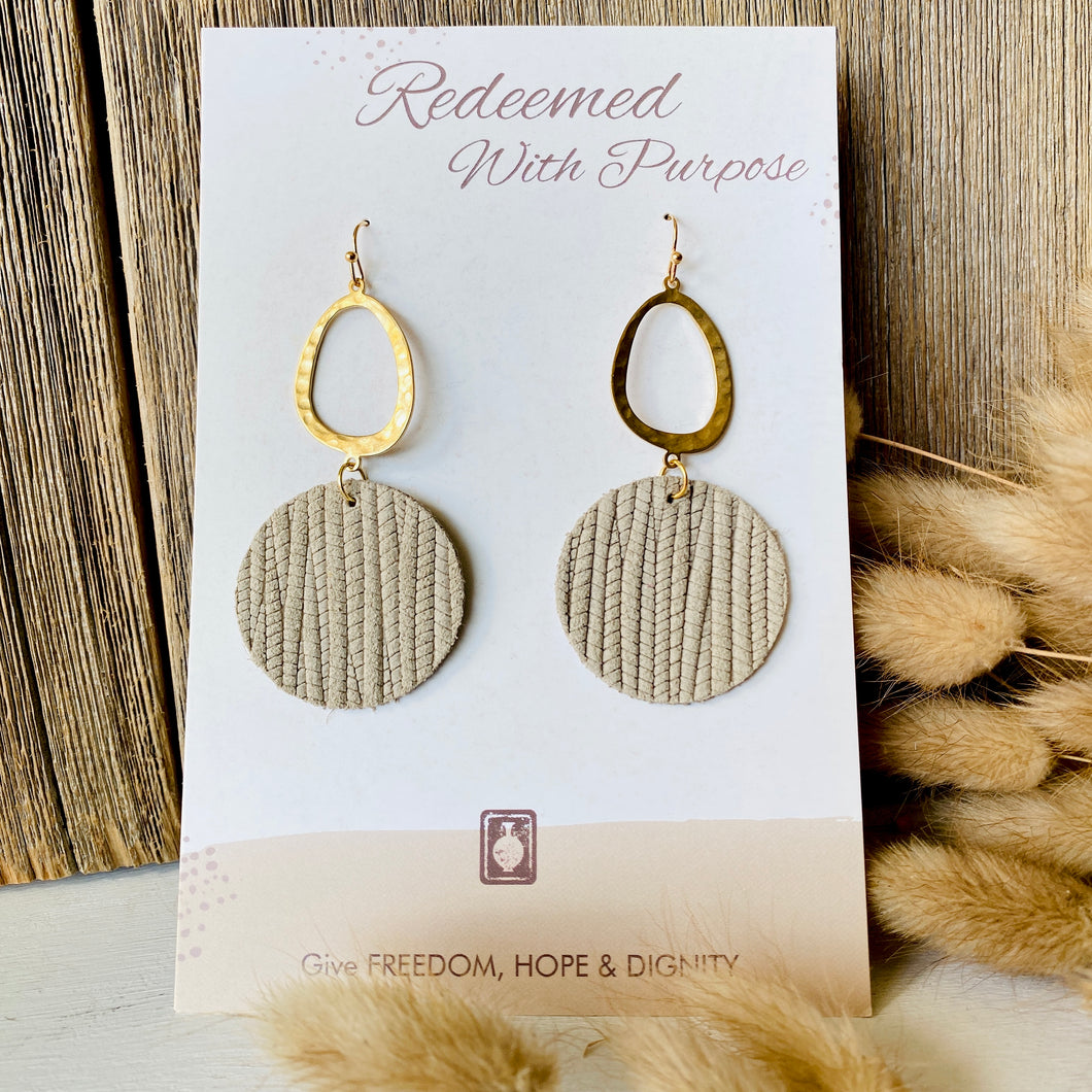 Weaved Together - Tan Leather Earrings