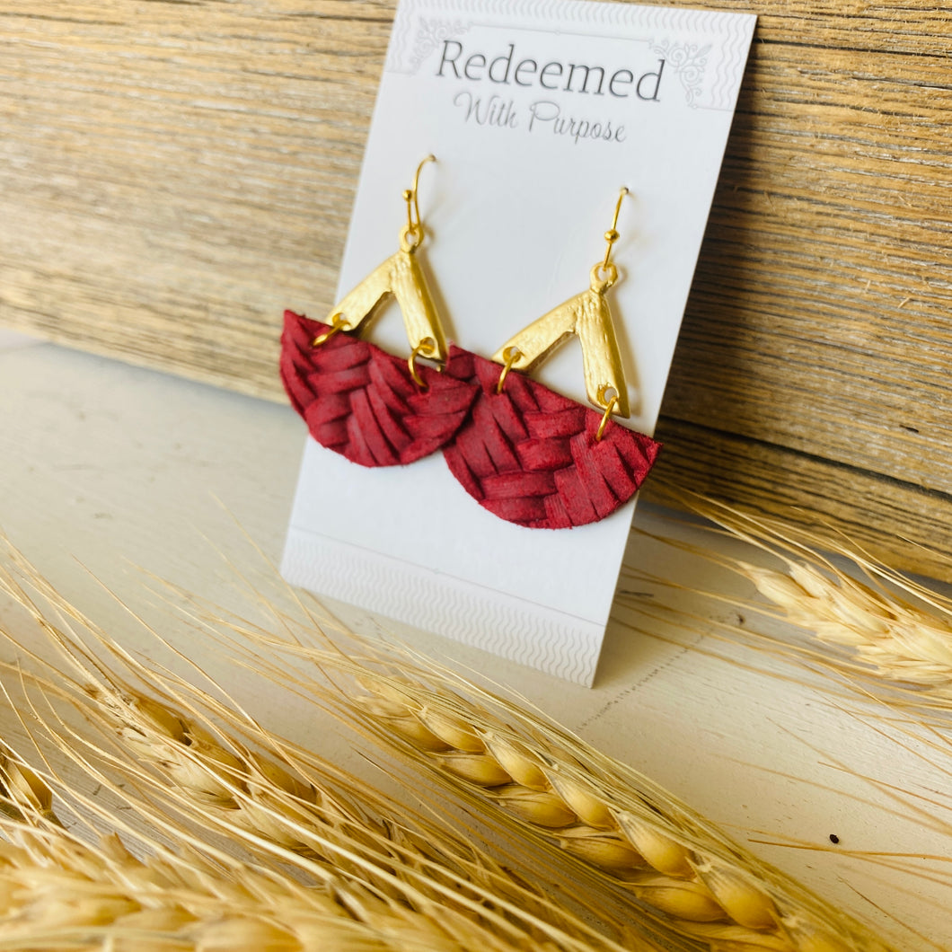 Weaved Scarlet Moon Earrings