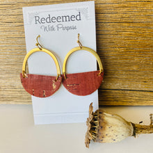 Load image into Gallery viewer, Gold n Burnt Orange Moon Earrings
