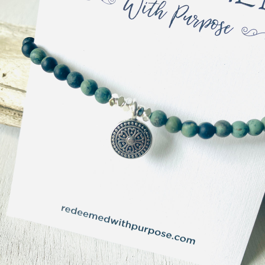 Green Kambaba Jasper Matte Bracelet