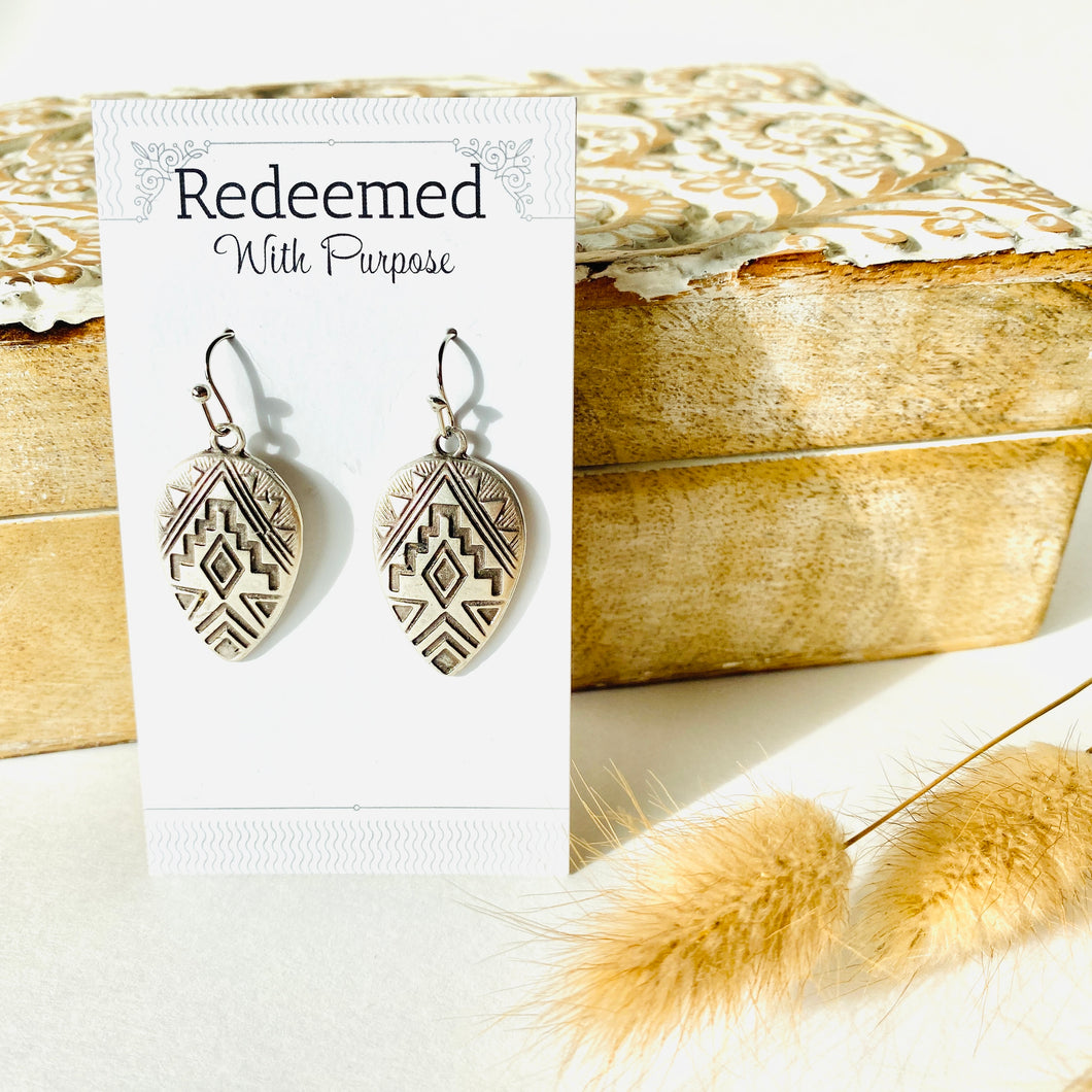Mayan Electroplated Earrings Silver