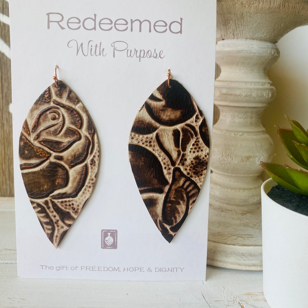 Leather Floral Earrings
