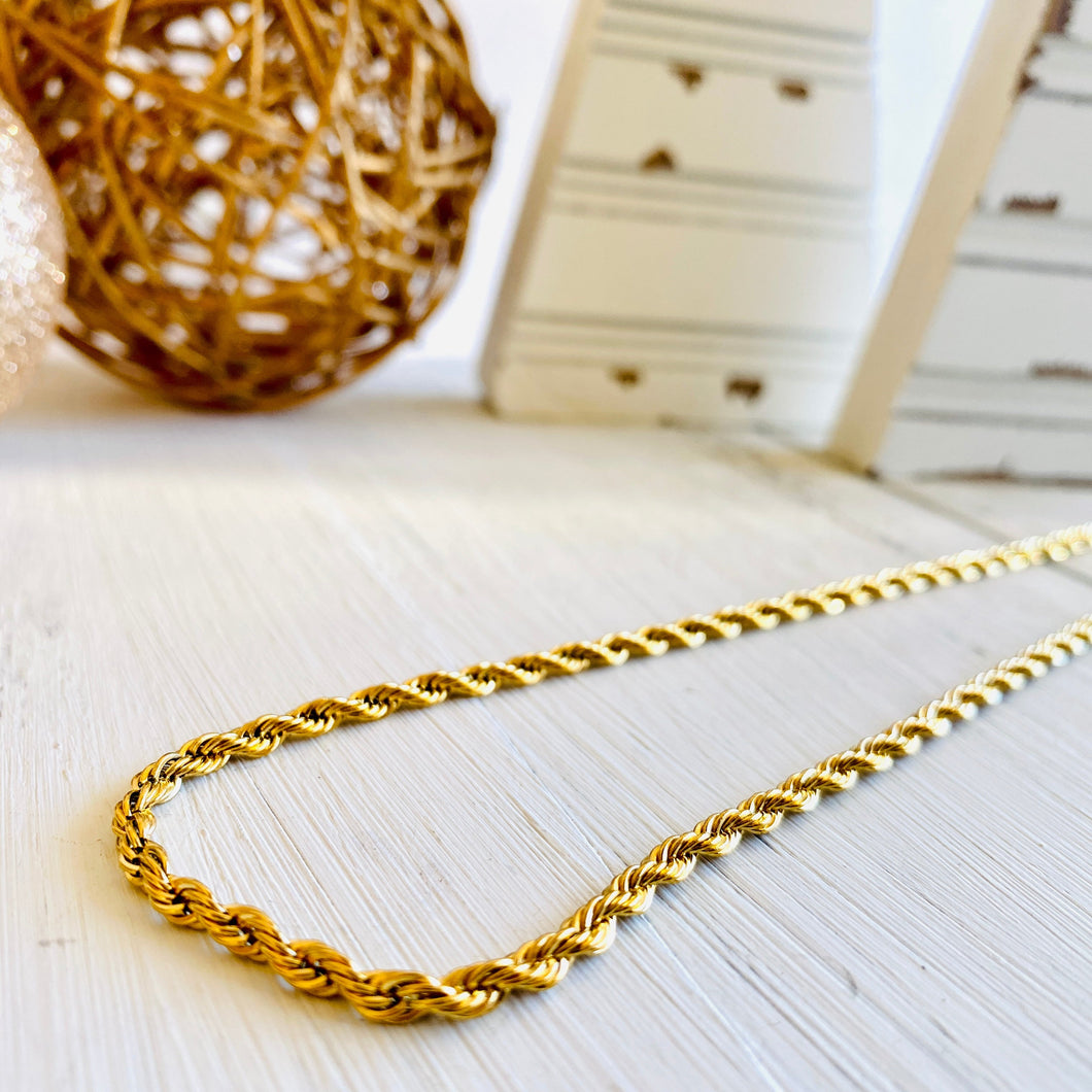 18K Gold Plated Stainless Steel Rope Necklace 2 mm