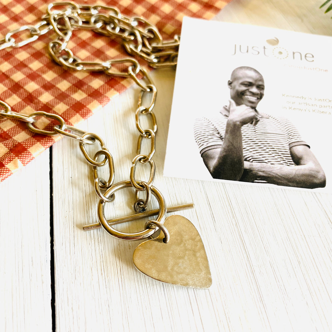 Kiungo Heart Necklace - Silver