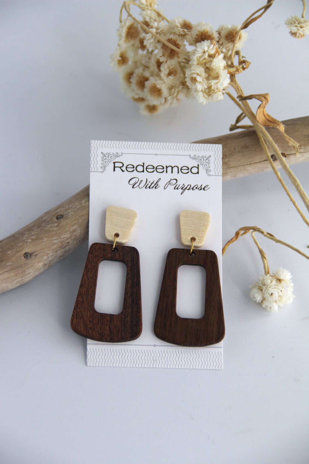 Wood Oval Earring
