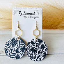 Load image into Gallery viewer, Black n White Leather n Charm Earrings
