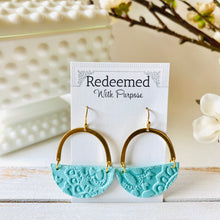 Load image into Gallery viewer, Turquoise Paisley Leather Earrings
