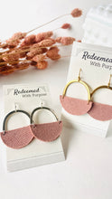 Load image into Gallery viewer, Dusty Rose Arch Leather Earrings
