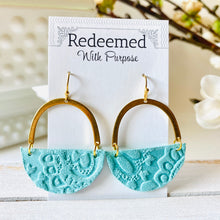 Load image into Gallery viewer, Turquoise Paisley Leather Earrings
