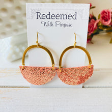 Load image into Gallery viewer, Coral Gold Leather Earrings

