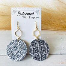Load image into Gallery viewer, Black n White Leather n Charm Earrings
