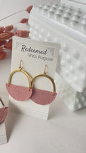 Load and play video in Gallery viewer, Dusty Rose Arch Leather Earrings
