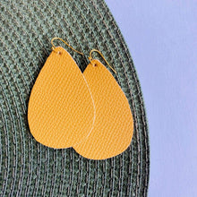 Load image into Gallery viewer, Mustard Gold Genuine Leather Earrings image 0
