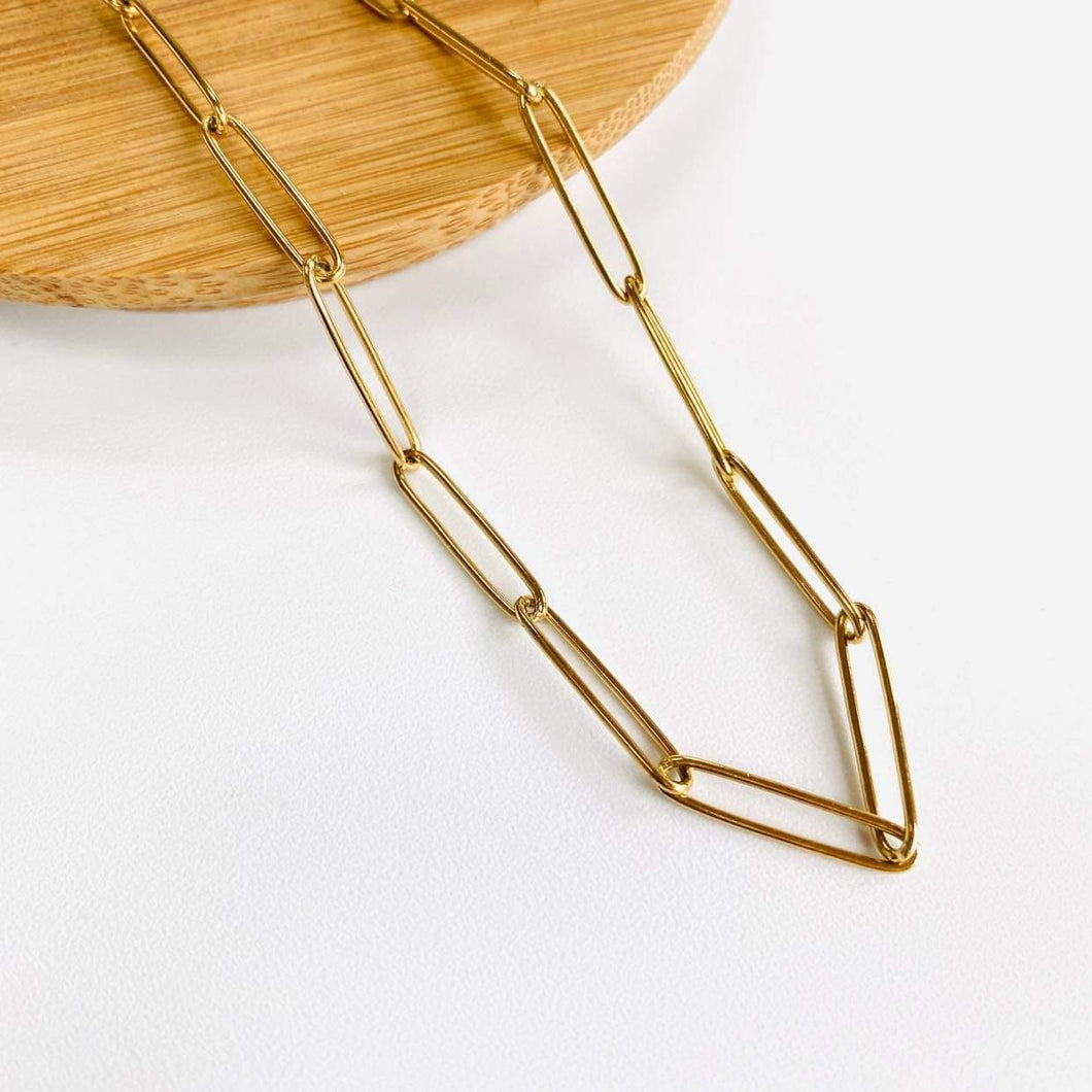 18K Stainless Steel Long Paperclip Necklace