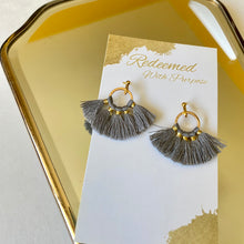 Load image into Gallery viewer, Grey Mini Tassle Earrings
